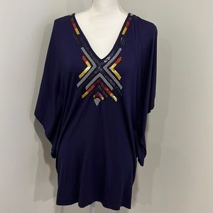 Nicole Miller | Jersey beaded mini dress | Small